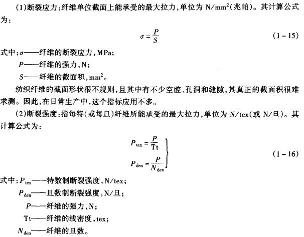 纤维强度常用指标